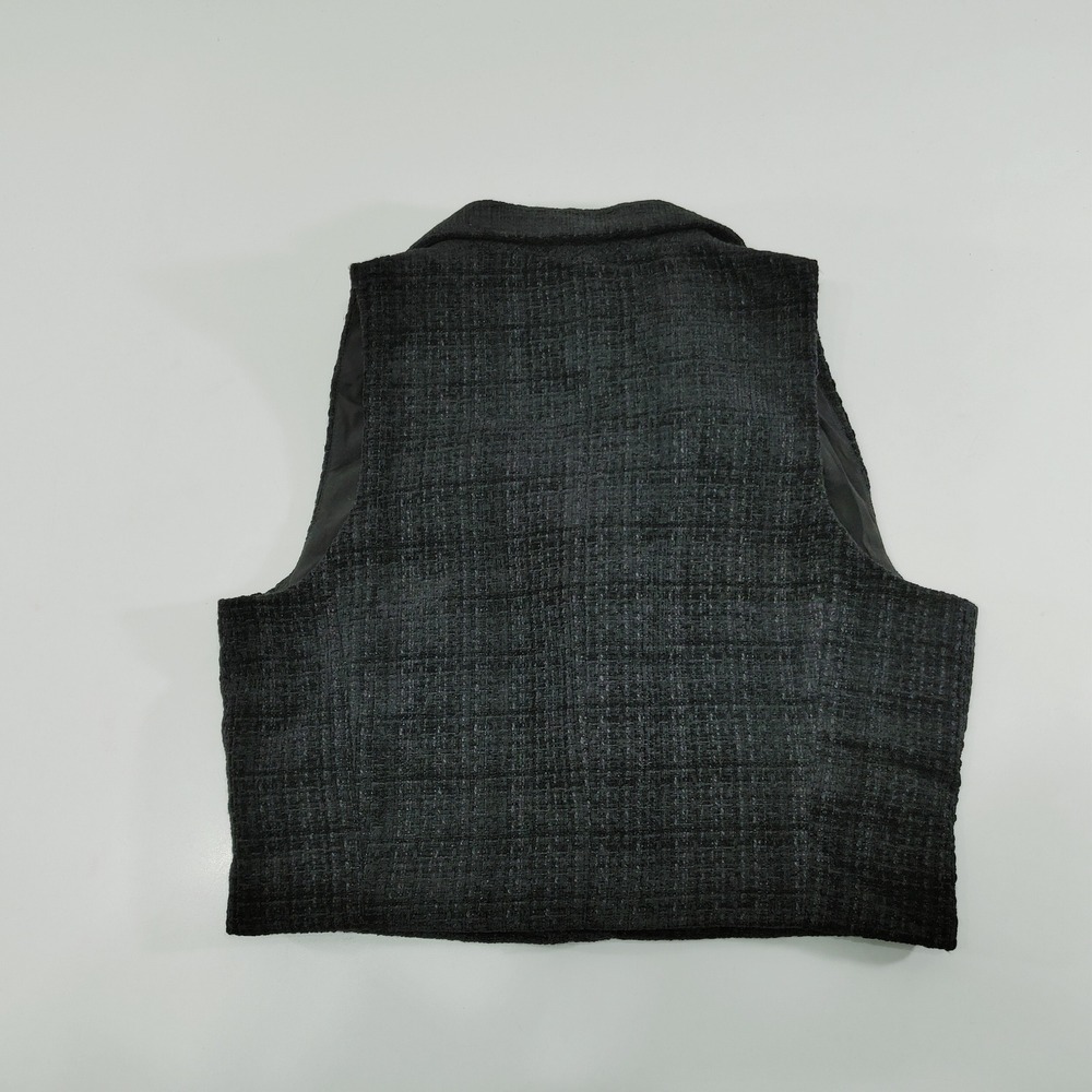 Joie Womens Size 12 Charcoal Grey Tweed Cropped Vest‎ Pearl Buttons - Picture 2 of 7